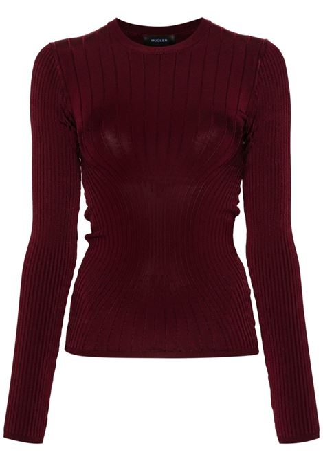 Burgundy knitted long-sleeved top Mugler - women