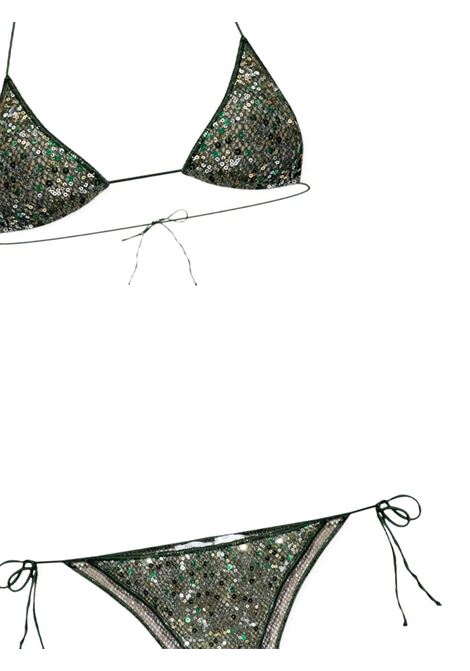 Green sequin-embellished triangle-cup bikini Oseree - women OSÉREE | NTS238GRN