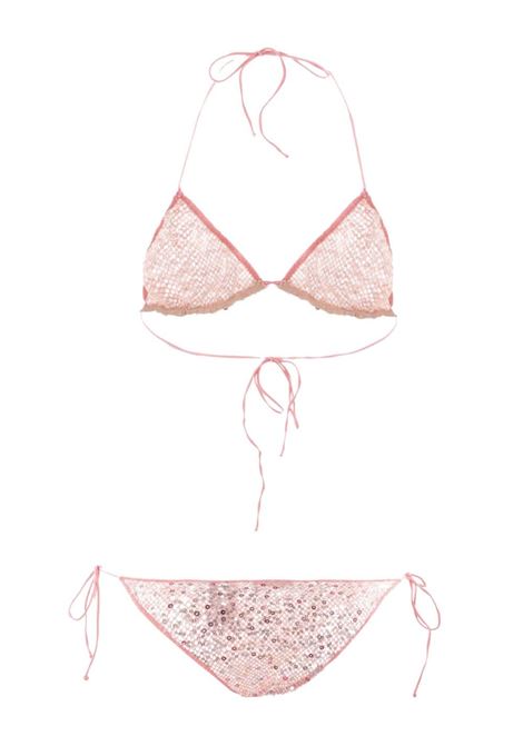 Pink sequin-embellished triangle-cup bikini Oseree - women OSÉREE | NTS238RS