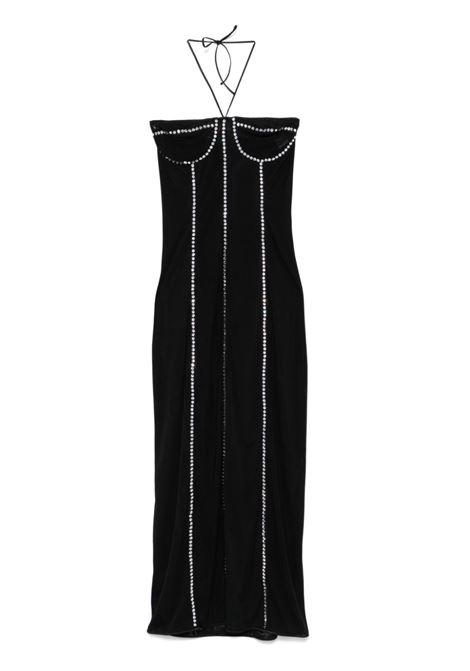 Black crystal-embellished midi dress Oséree - women OSÉREE | OGD243BLK