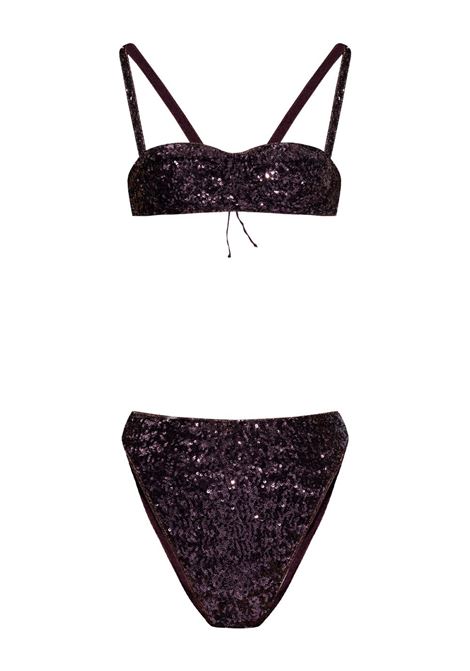 Purple sequin-embellished high-waisted bikini Oseree - women