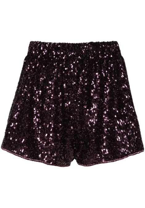 Shorts con paillettes in viola di Oséree - donna