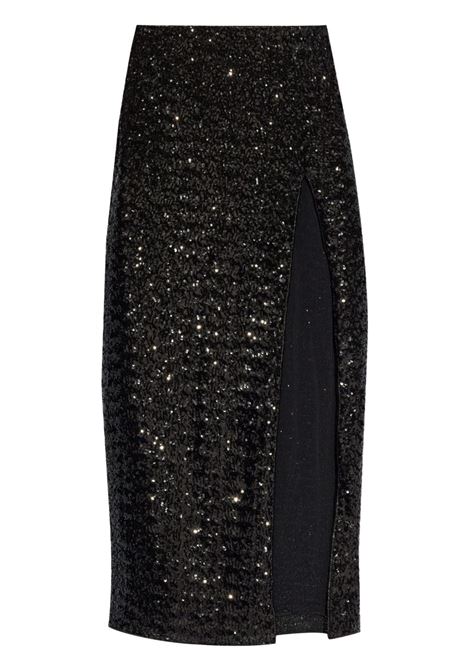 Black high-waisted sequin-embellished midi skirt Oséree - women