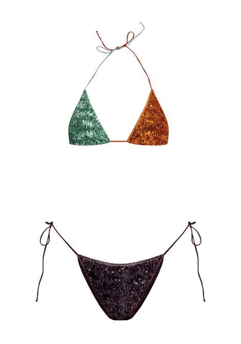 Multicolored sequin-embellished triangle-cup bikini Oseree - women