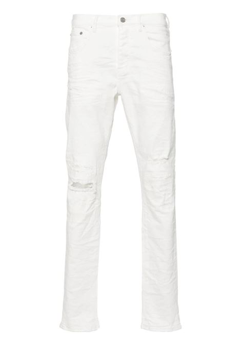 Jeans skinny con effetto vissuto in bianco di Purple - uomo