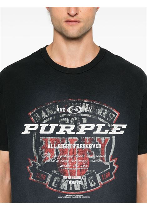 T-shirt con stampa in nero Purple - uomo PURPLE | P101JWBS424BLK