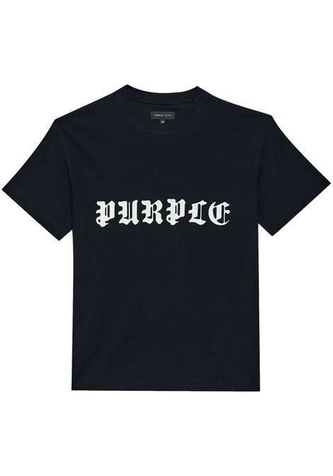 Black Gothic Wordmark T-shirt Purple - men