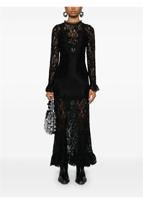 Black floral-lace detail maxi dress Rabanne - women RABANNE | 24AJRO902PA0170P001