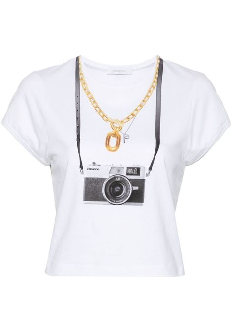 White camera-print cotton T-shirt Rabanne - women