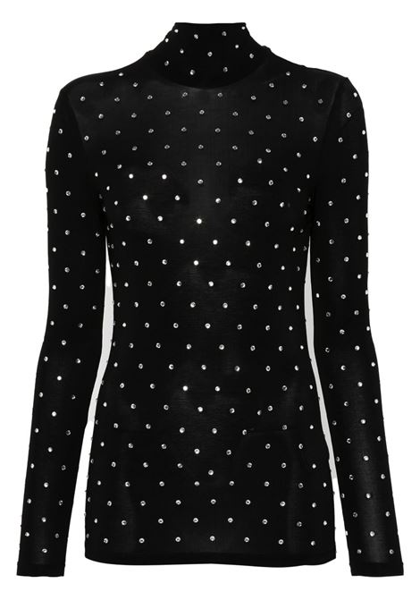 Top a collo alto con cristalli in nero Rabanne - donna