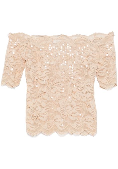 Beige floral lace crop top Rabanne - women RABANNE | Top | 24HJTO027PA0231P268