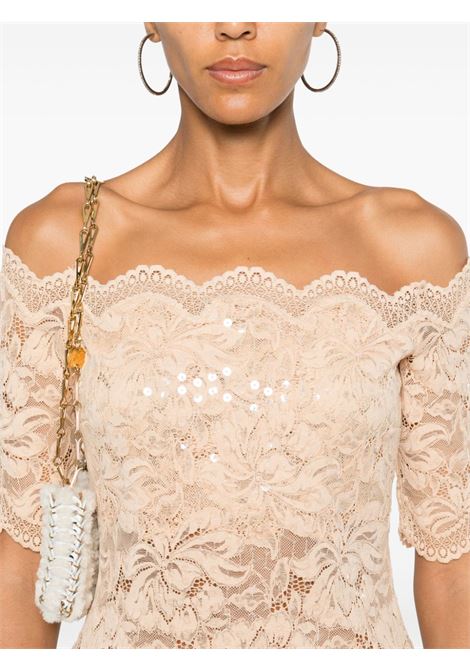 Beige floral lace crop top Rabanne - women RABANNE | 24HJTO027PA0231P268