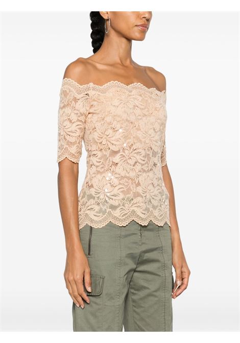 Beige floral lace crop top Rabanne - women RABANNE | 24HJTO027PA0231P268