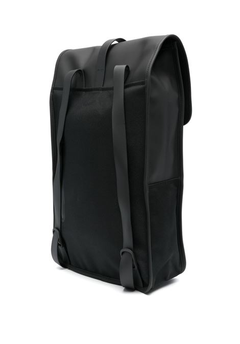 Black logo-engraved foldover-top backpack - men RAINS | RA13000BLA