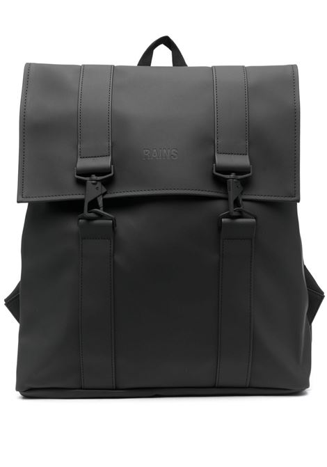 Black logo-debossed waterproof backpack Rains - unisex RAINS | RA13300BLA