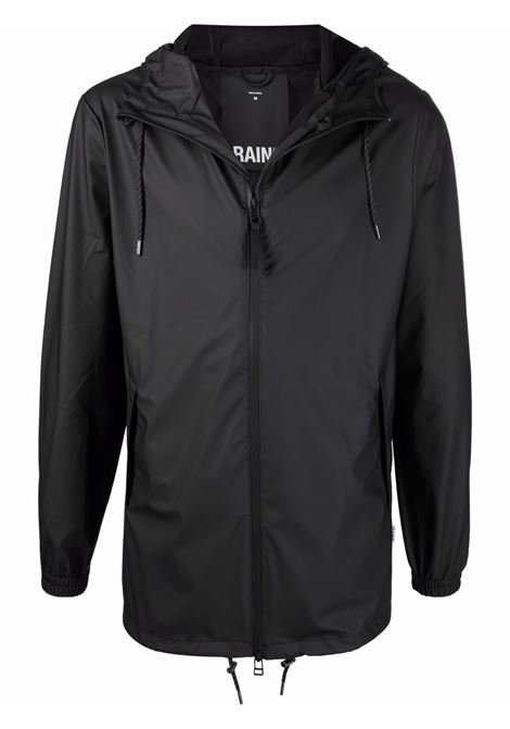 Black drawstring hooded jacket Rains - men