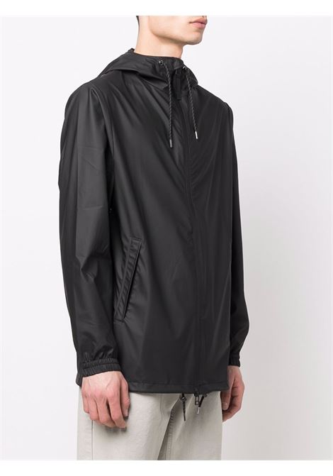 Black drawstring hooded jacket Rains - men RAINS | RA18370BLA