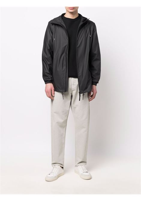 Black drawstring hooded jacket Rains - men RAINS | RA18370BLA