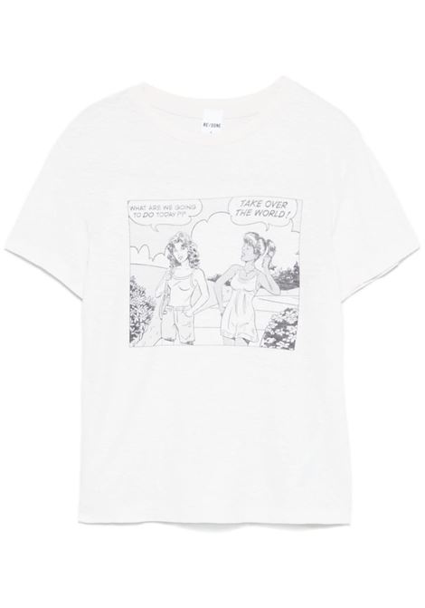 White illustration-style print T-shirt Re/done - women RE/DONE | T-shirt | 02402WCGT298VINTAGEWHITE