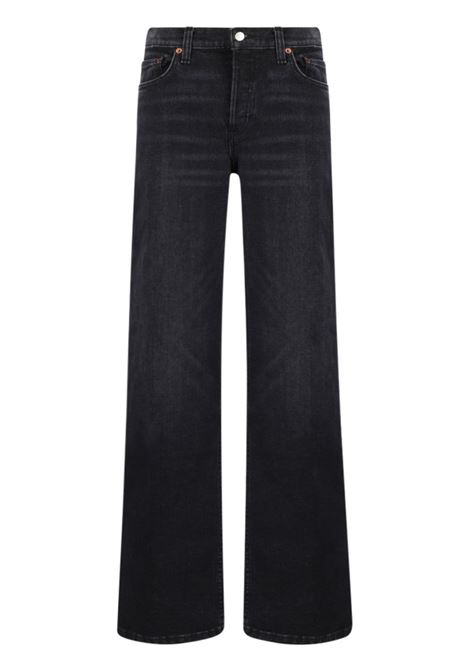 Black logo-patch wide-leg jeans Re/done - women