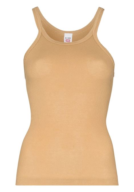 Canotta a coste in marrone Re/done - donna RE/DONE | Top | R242WTK1ASAND