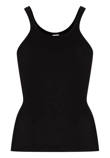 Black ribbed-knit sleeveless tank top Re/done - women