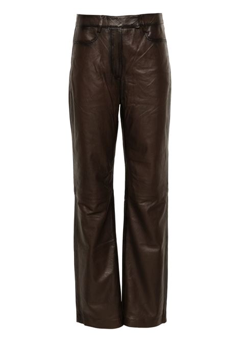 Pantaloni dritti in pelle  in marrone Remain - donna REMAIN | Pantaloni | 501926493493