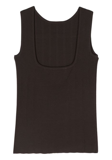 Brown ribbed tank top Remain - women