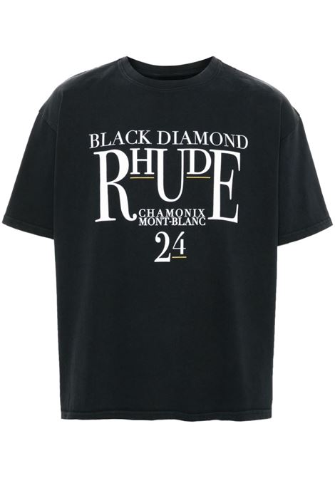 T-shirt con stampa in nero di RHUDE - uomo