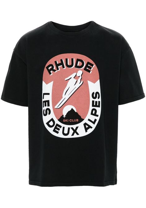 T-shirt con stampa in nero di RHUDE - uomo