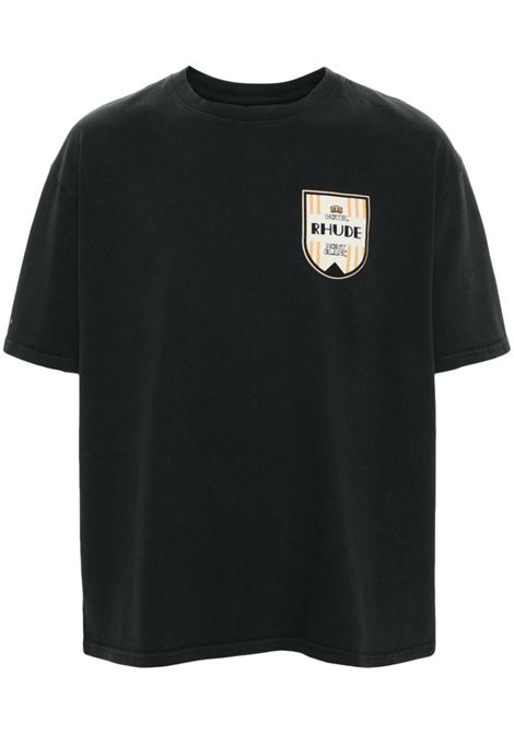 Black logo-print cotton T-shirt Golden Goose - men