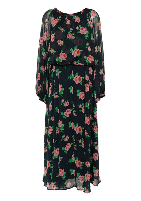 Abito maxi con stampa rose in blu Rotate - donna