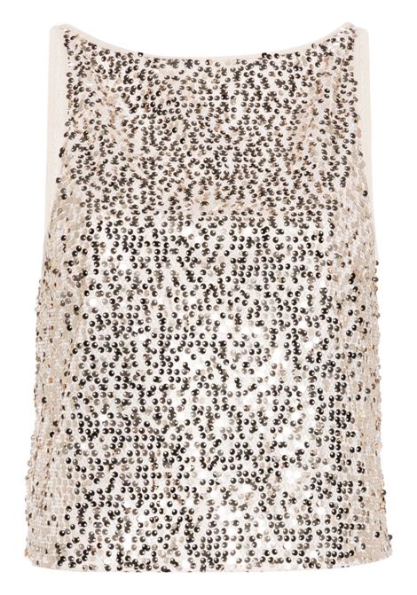 Top con paillettes in argento Rotate - donna