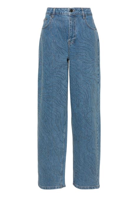 Jeans a gamba ampia con cristalli in blu Rotate - donna