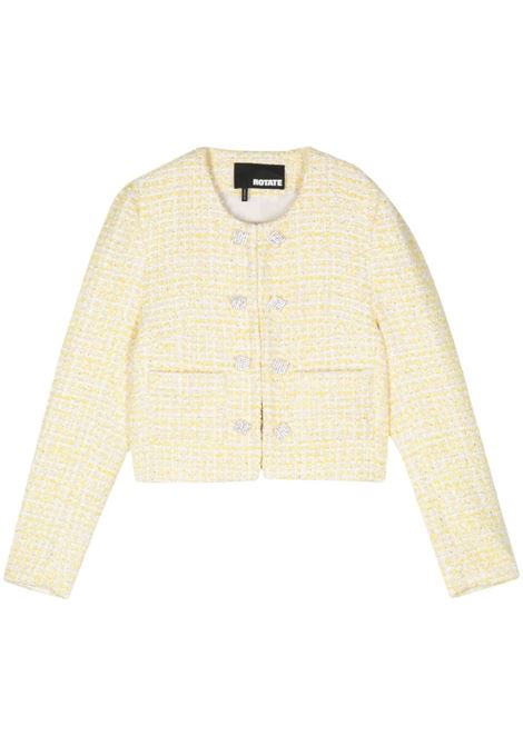 Pastel yellow bouclé cropped jacket Rotate - women