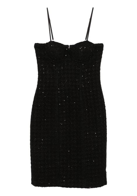 Black sequin-embellished bouclé midi dress Rotate - women ROTATE | 113088100100