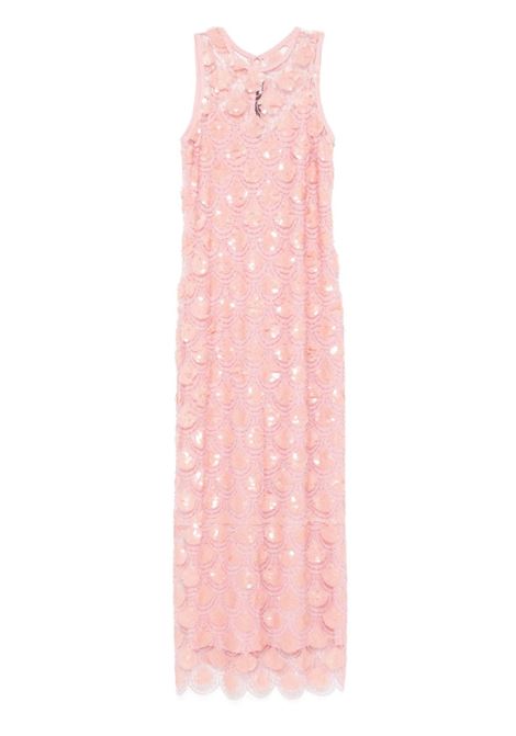 Abito maxi con ricami in paillettes in rosa Rotate - donna