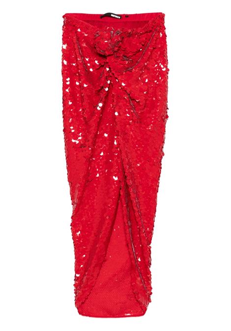 Red asymmetric sequinned maxi skirt Rotate - women ROTATE | Skirts | 11385630173017