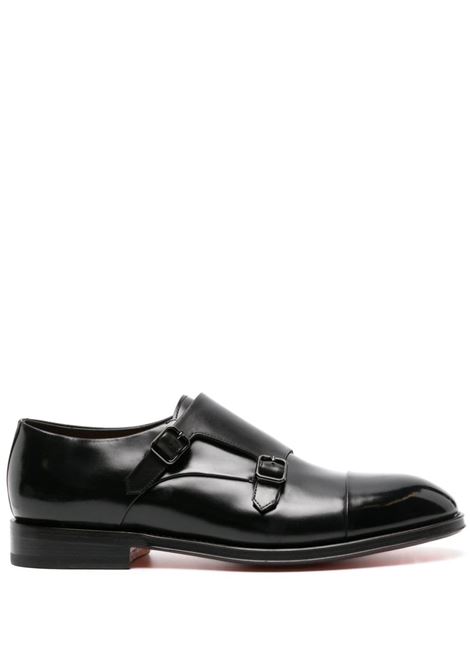 Black double-buckled patent-leather shoes Santoni - men