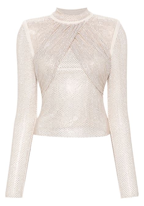 Light beige rhinestone mesh top Self-Portrait - women