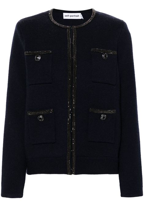 Cardigan con cristalli in nero Self-Portrait - donna