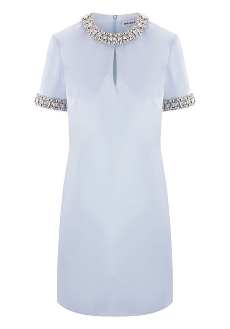 Light blue crystal-embellished mini dress Self-Portrait - women