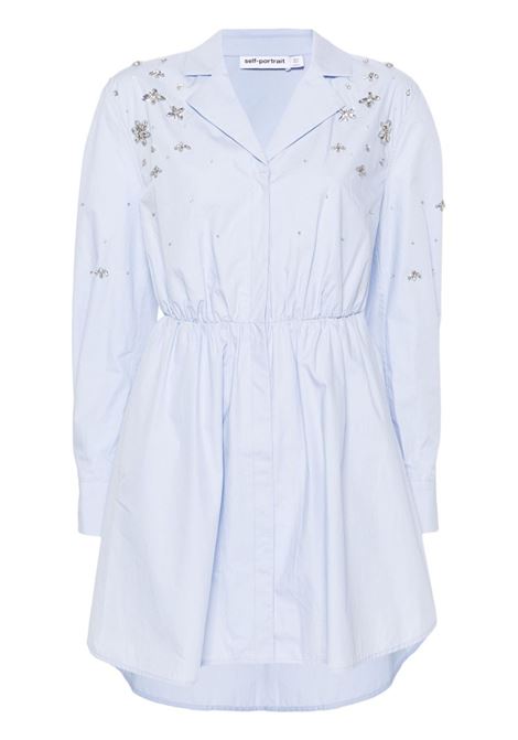 Light blue crystal-embellished shirtdress Self-Portrait - women