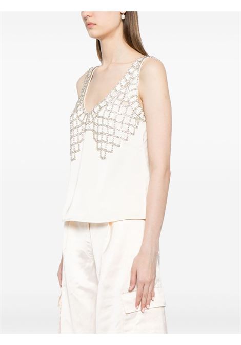 Cream rhinestone-embellished top Self Portrait - women SELF-PORTRAIT | PF24095TAC