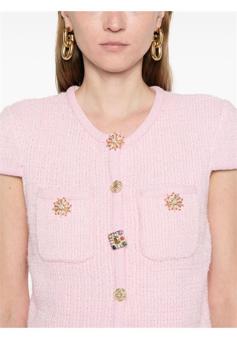 Pink jewelry-buttons knitted cropped top Self-Portrait - women SELF-PORTRAIT | PF24127TP