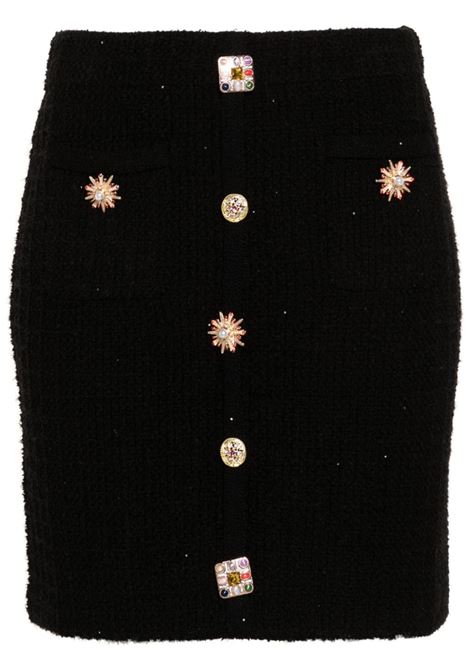 Black crystal embellished-button mini skirt Self-portrait - women