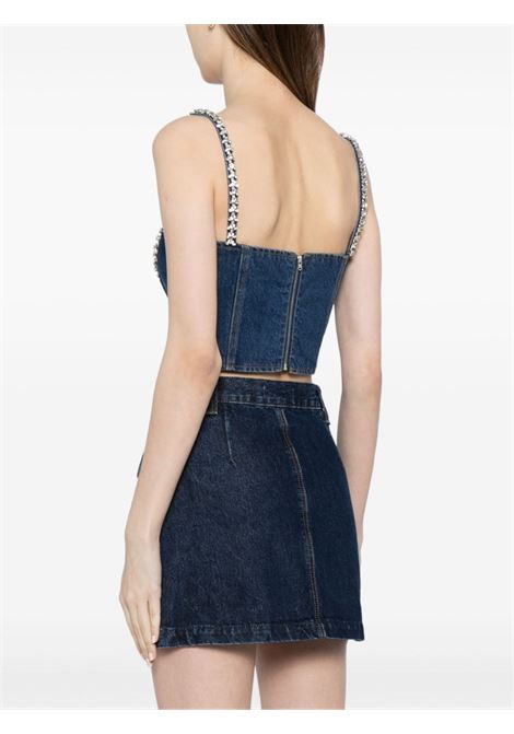 Blue crystal-embellished denim bustier top Self-Portrait - women SELF-PORTRAIT | PF24828TBL