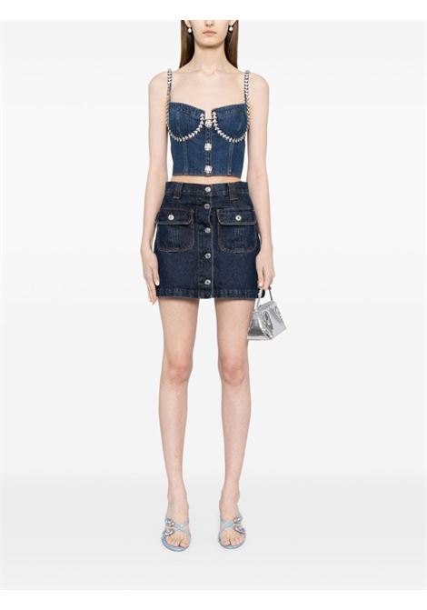 Blue crystal-embellished denim bustier top Self-Portrait - women SELF-PORTRAIT | PF24828TBL