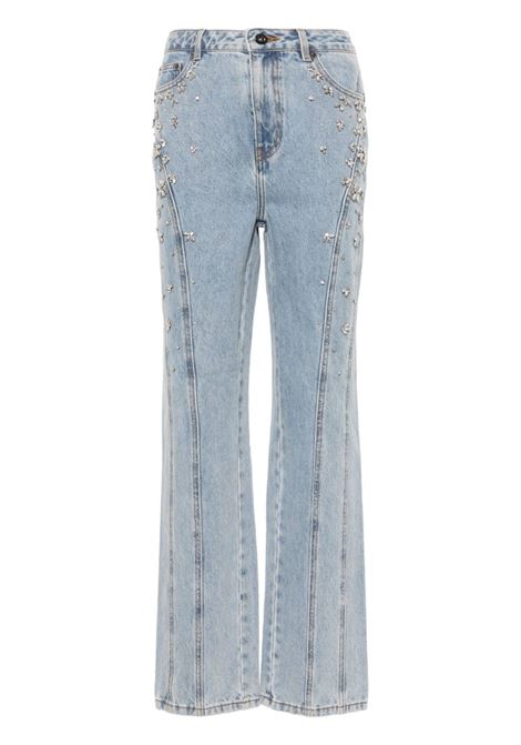 Jeans dritti con cristalli in celeste Self-portrait - donna