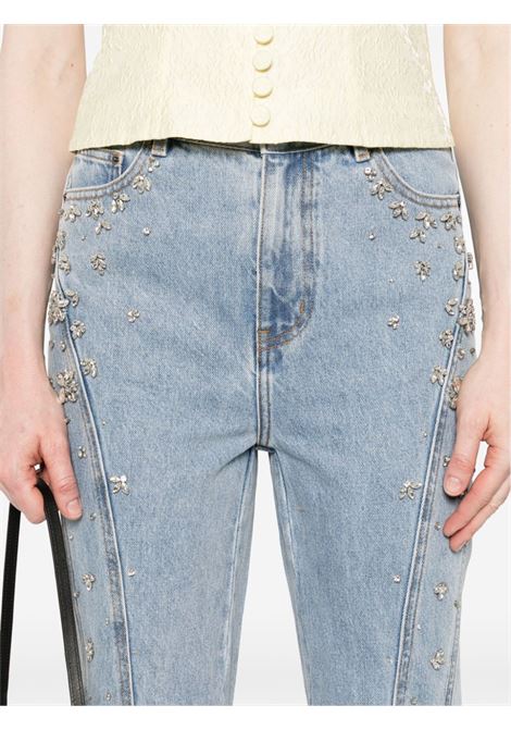 Light blue crystal-embellished straight jeans Self-Portrait - women SELF-PORTRAIT | PF24829PBL